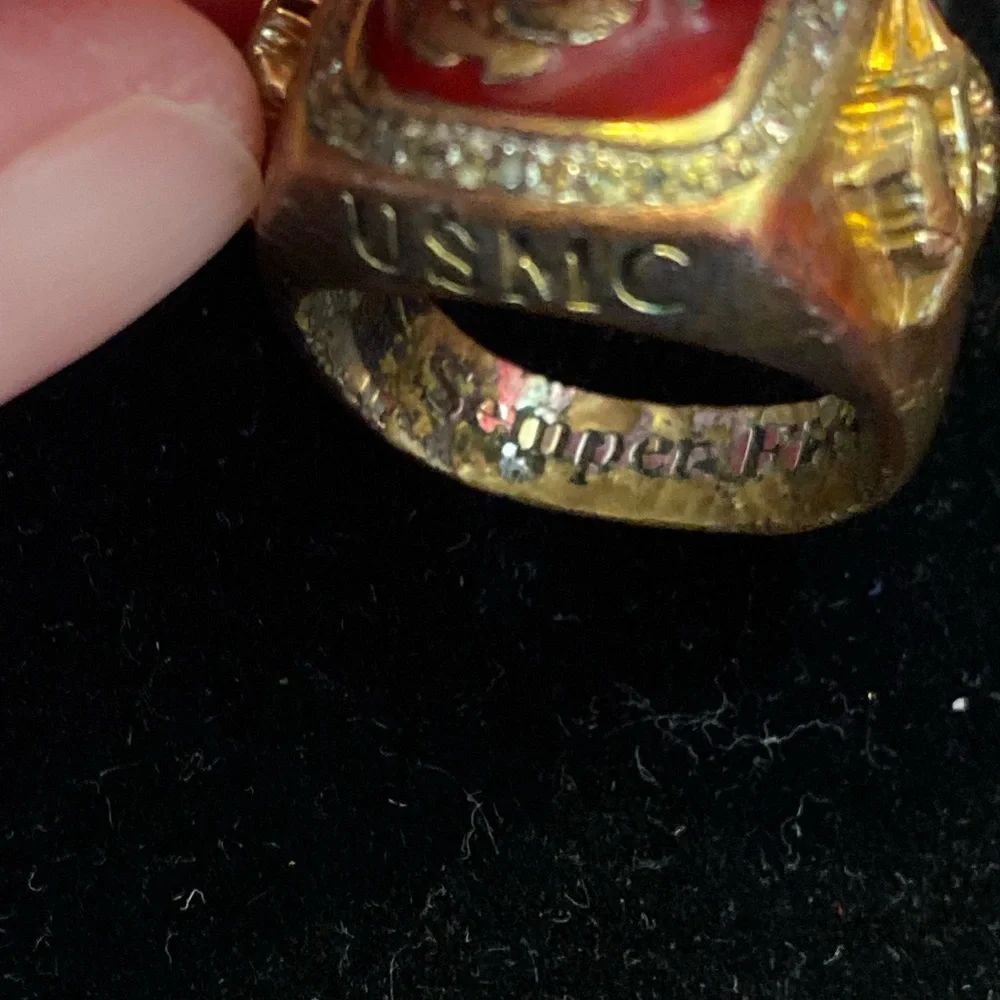 Gold and Red Marine Corps Ring Milton - Picture 8 of 16